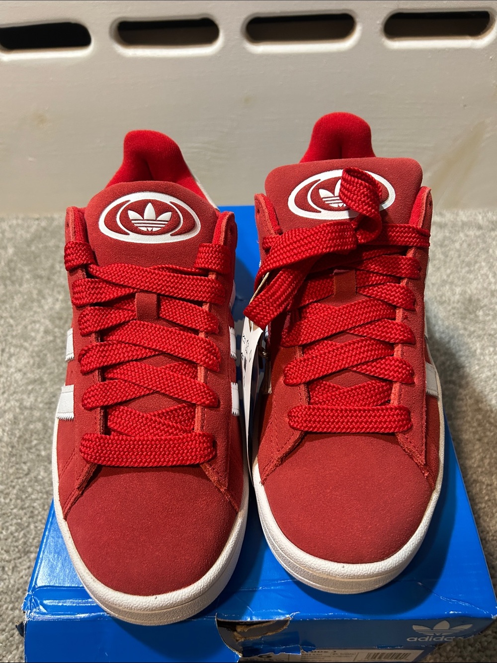 Adidas Campus 00s Scarlet Red and White Suede Sneakers - Picture 2 of 8